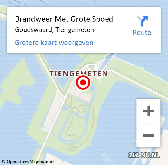 Locatie op kaart van de 112 melding: Brandweer Met Grote Spoed Naar Goudswaard, Tiengemeten op 24 september 2022 17:41