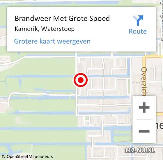 Locatie op kaart van de 112 melding: Brandweer Met Grote Spoed Naar Kamerik, Waterstoep op 24 september 2022 18:06