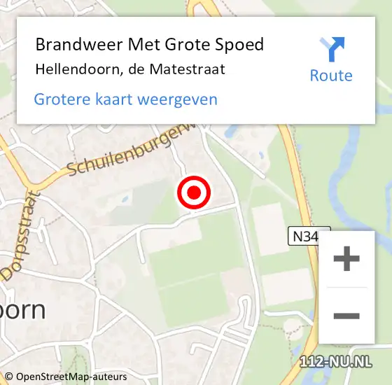 Locatie op kaart van de 112 melding: Brandweer Met Grote Spoed Naar Hellendoorn, de Matestraat op 24 september 2022 18:11