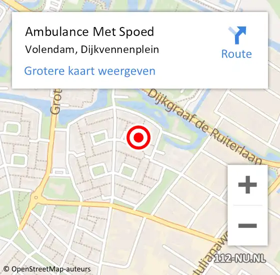 Locatie op kaart van de 112 melding: Ambulance Met Spoed Naar Volendam, Dijkvennenplein op 24 september 2022 18:26