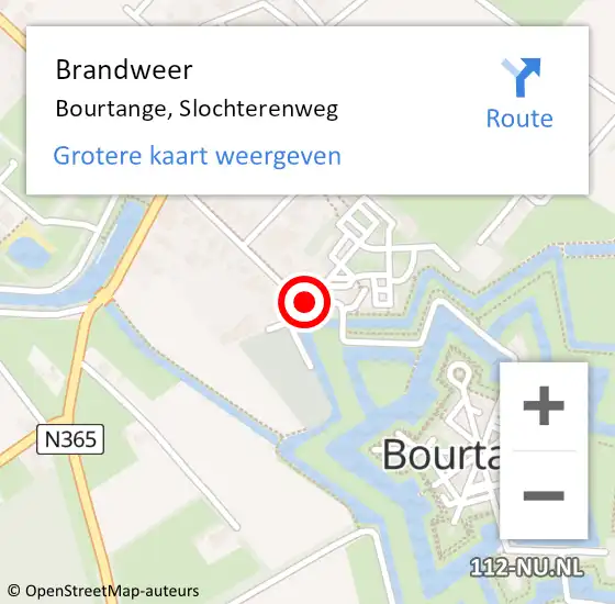 Locatie op kaart van de 112 melding: Brandweer Bourtange, Slochterenweg op 30 juli 2014 11:25