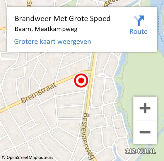 Locatie op kaart van de 112 melding: Brandweer Met Grote Spoed Naar Baarn, Maatkampweg op 24 september 2022 19:07