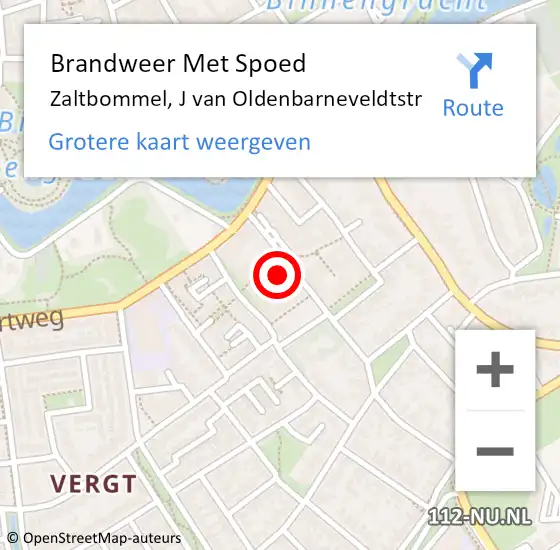 Locatie op kaart van de 112 melding: Brandweer Met Spoed Naar Zaltbommel, J van Oldenbarneveldtstr op 24 september 2022 19:17