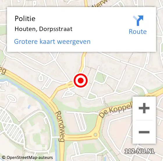 Locatie op kaart van de 112 melding: Politie Houten, Dorpsstraat op 24 september 2022 19:40