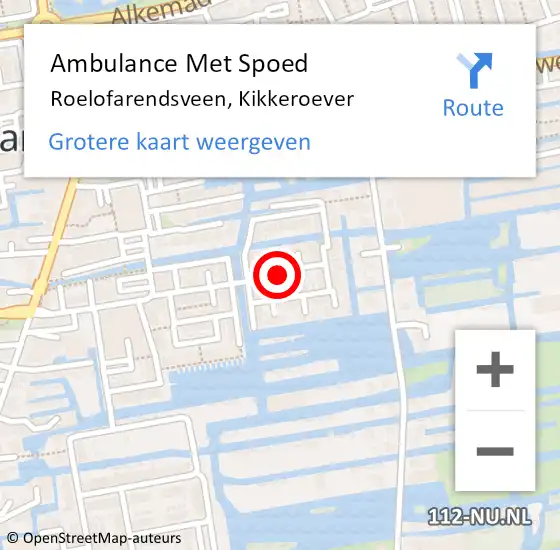 Locatie op kaart van de 112 melding: Ambulance Met Spoed Naar Roelofarendsveen, Kikkeroever op 24 september 2022 19:50