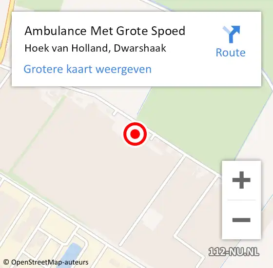 Locatie op kaart van de 112 melding: Ambulance Met Grote Spoed Naar Hoek van Holland, Dwarshaak op 24 september 2022 19:57