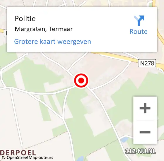 Locatie op kaart van de 112 melding: Politie Margraten, Termaar op 24 september 2022 20:28