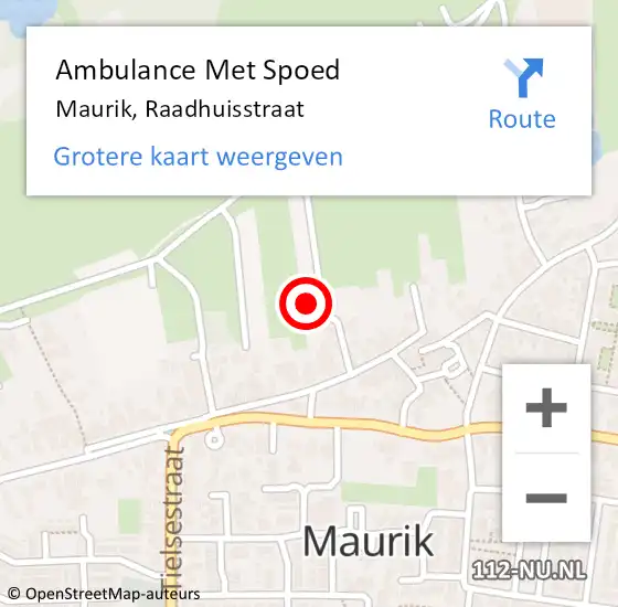 Locatie op kaart van de 112 melding: Ambulance Met Spoed Naar Maurik, Raadhuisstraat op 24 september 2022 21:04