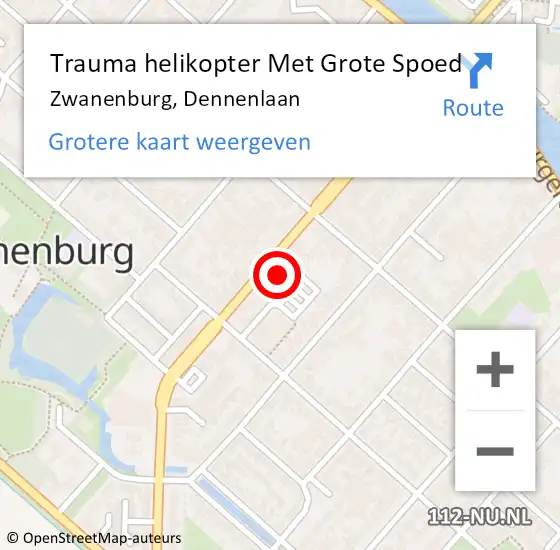 Locatie op kaart van de 112 melding: Trauma helikopter Met Grote Spoed Naar Zwanenburg, Dennenlaan op 24 september 2022 21:28