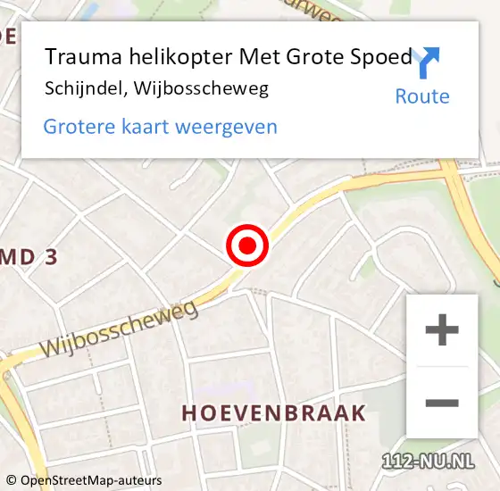 Locatie op kaart van de 112 melding: Trauma helikopter Met Grote Spoed Naar Schijndel, Wijbosscheweg op 24 september 2022 21:42