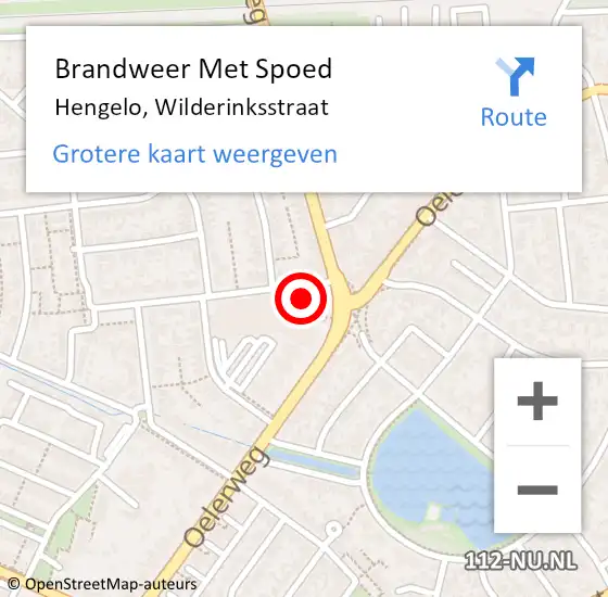 Locatie op kaart van de 112 melding: Brandweer Met Spoed Naar Hengelo, Wilderinksstraat op 24 september 2022 21:55