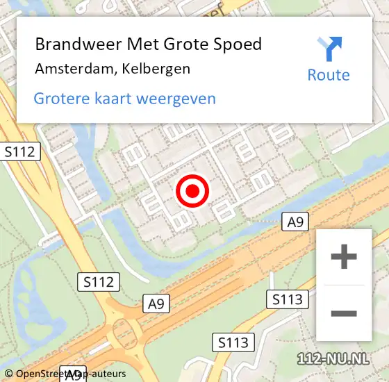 Locatie op kaart van de 112 melding: Brandweer Met Grote Spoed Naar Amsterdam-Zuidoost, Kelbergen op 24 september 2022 22:21