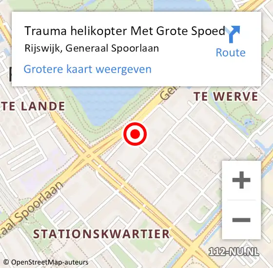 Locatie op kaart van de 112 melding: Trauma helikopter Met Grote Spoed Naar Rijswijk, Generaal Spoorlaan op 24 september 2022 22:48