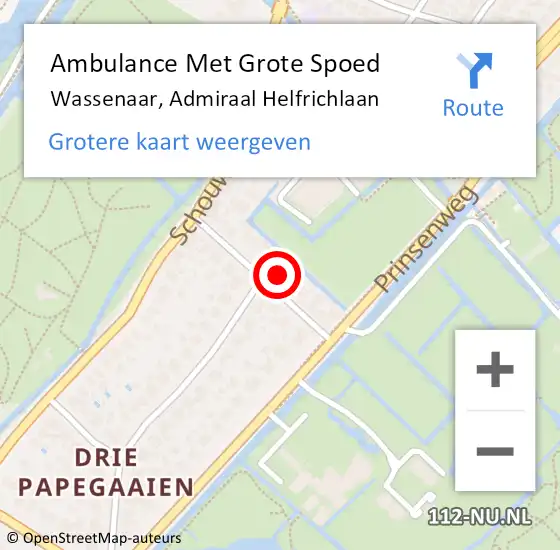 Locatie op kaart van de 112 melding: Ambulance Met Grote Spoed Naar Wassenaar, Admiraal Helfrichlaan op 24 september 2022 22:55