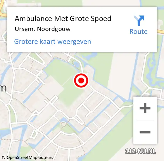 Locatie op kaart van de 112 melding: Ambulance Met Grote Spoed Naar Ursem, Noordgouw op 24 september 2022 23:15