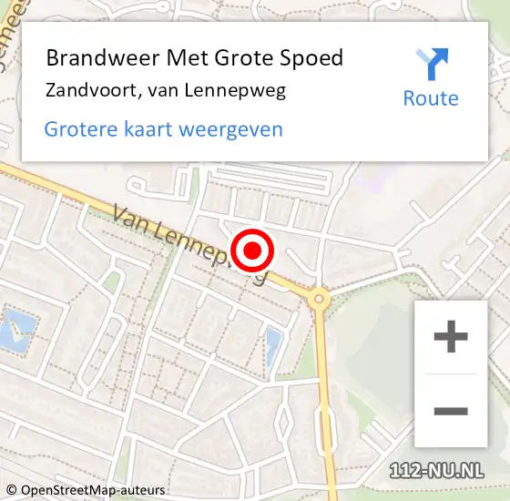 Locatie op kaart van de 112 melding: Brandweer Met Grote Spoed Naar Zandvoort, van Lennepweg op 24 september 2022 23:32