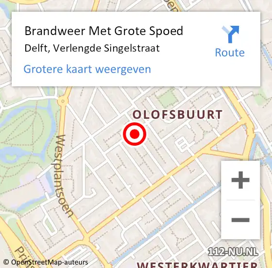 Locatie op kaart van de 112 melding: Brandweer Met Grote Spoed Naar Delft, Verlengde Singelstraat op 24 september 2022 23:36