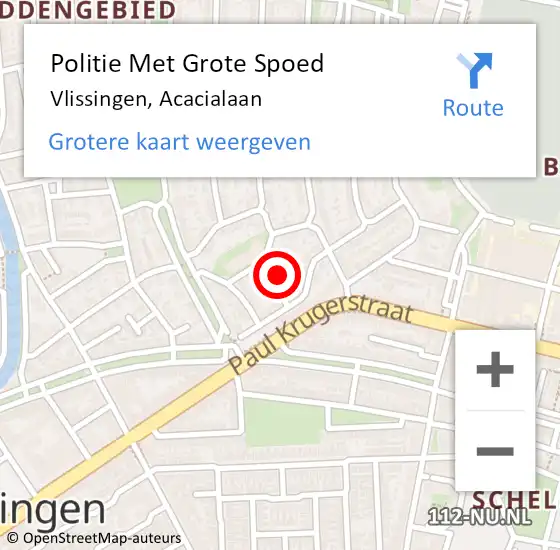 Locatie op kaart van de 112 melding: Politie Met Grote Spoed Naar Vlissingen, Acacialaan op 24 september 2022 23:43