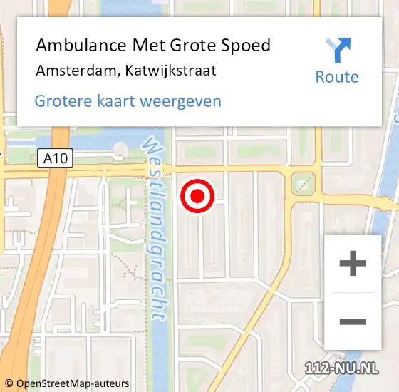 Locatie op kaart van de 112 melding: Ambulance Met Grote Spoed Naar Amsterdam, Katwijkstraat op 24 september 2022 23:56
