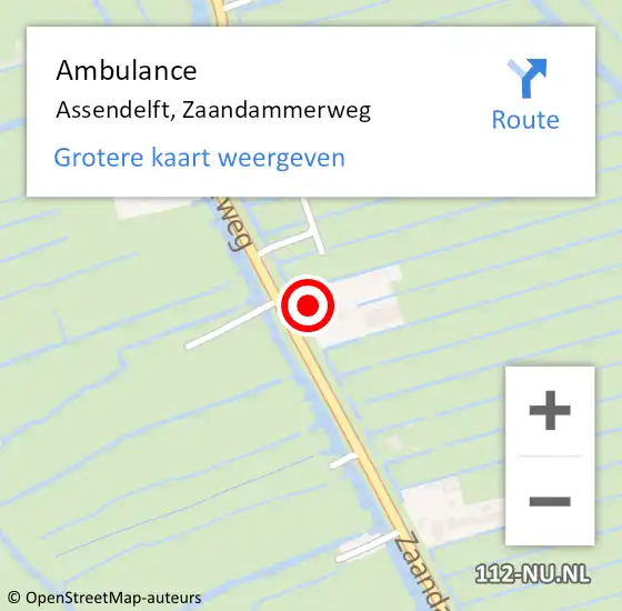 Locatie op kaart van de 112 melding: Ambulance Assendelft, Zaandammerweg op 25 september 2022 00:09