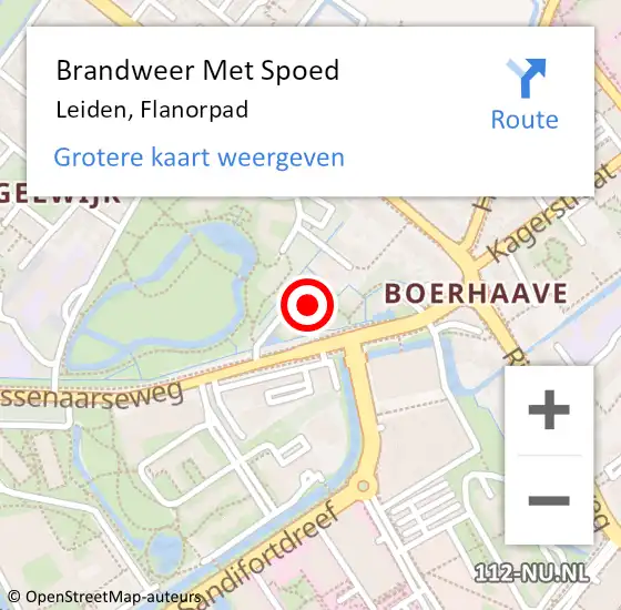 Locatie op kaart van de 112 melding: Brandweer Met Spoed Naar Leiden, Flanorpad op 25 september 2022 00:19