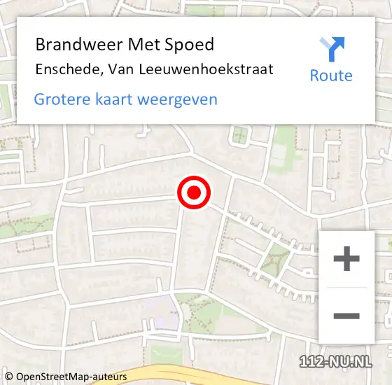 Locatie op kaart van de 112 melding: Brandweer Met Spoed Naar Enschede, Van Leeuwenhoekstraat op 25 september 2022 00:27