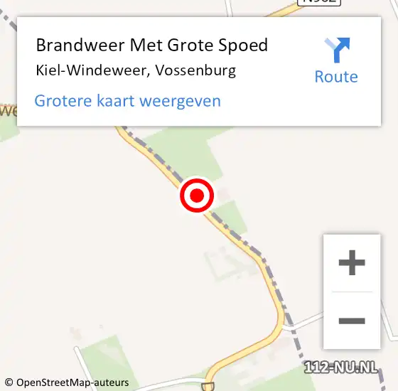 Locatie op kaart van de 112 melding: Brandweer Met Grote Spoed Naar Kiel-Windeweer, Vossenburg op 25 september 2022 00:32