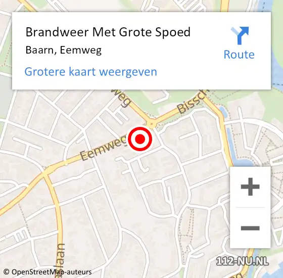 Locatie op kaart van de 112 melding: Brandweer Met Grote Spoed Naar Baarn, Eemweg op 25 september 2022 00:33