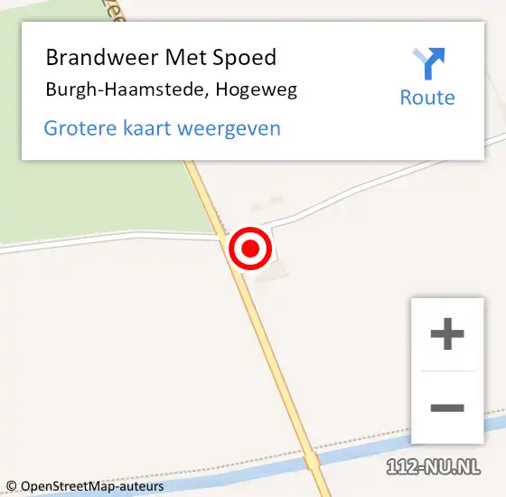 Locatie op kaart van de 112 melding: Brandweer Met Spoed Naar Burgh-Haamstede, Hogeweg op 25 september 2022 00:41