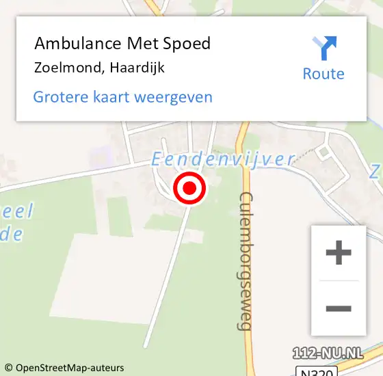 Locatie op kaart van de 112 melding: Ambulance Met Spoed Naar Zoelmond, Haardijk op 25 september 2022 00:54