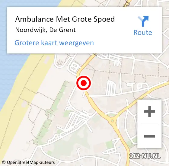Locatie op kaart van de 112 melding: Ambulance Met Grote Spoed Naar Noordwijk, De Grent op 25 september 2022 01:26