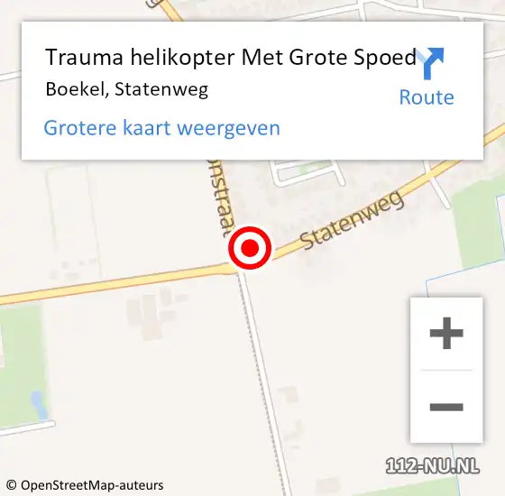 Locatie op kaart van de 112 melding: Trauma helikopter Met Grote Spoed Naar Boekel, Statenweg op 25 september 2022 01:36