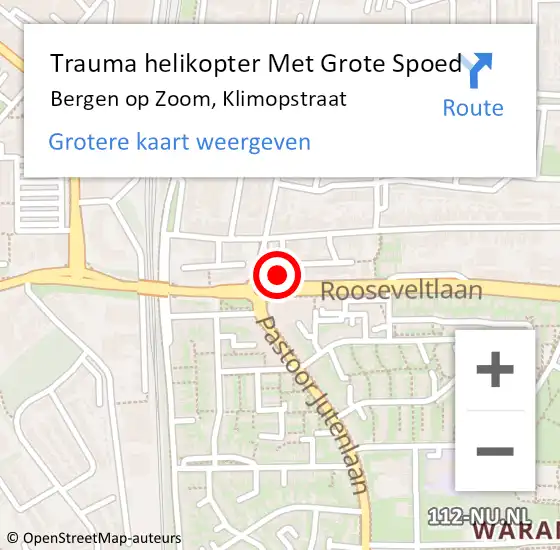 Locatie op kaart van de 112 melding: Trauma helikopter Met Grote Spoed Naar Bergen op Zoom, Klimopstraat op 25 september 2022 01:47