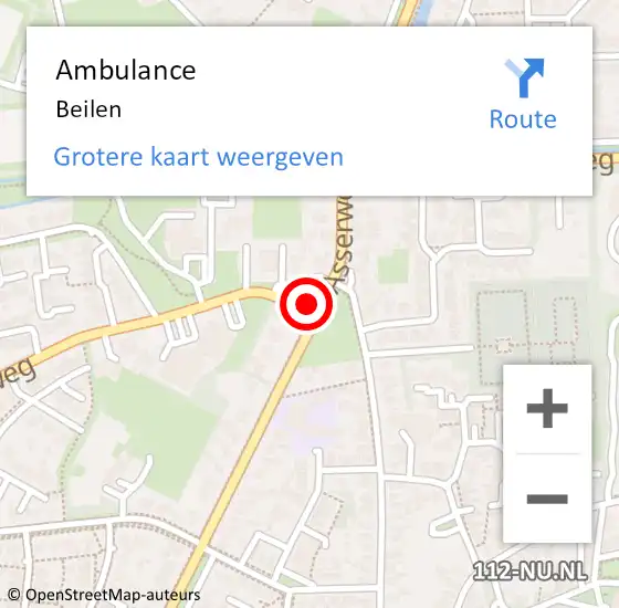 Locatie op kaart van de 112 melding: Ambulance Beilen op 25 september 2022 02:40