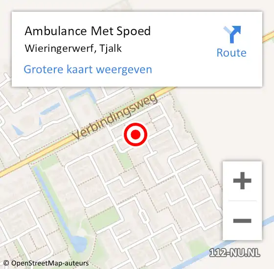 Locatie op kaart van de 112 melding: Ambulance Met Spoed Naar Wieringerwerf, Tjalk op 25 september 2022 03:05