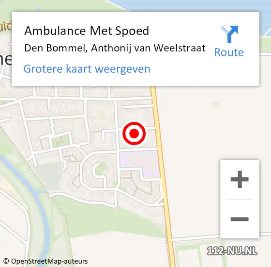 Locatie op kaart van de 112 melding: Ambulance Met Spoed Naar Den Bommel, Anthonij van Weelstraat op 25 september 2022 03:21