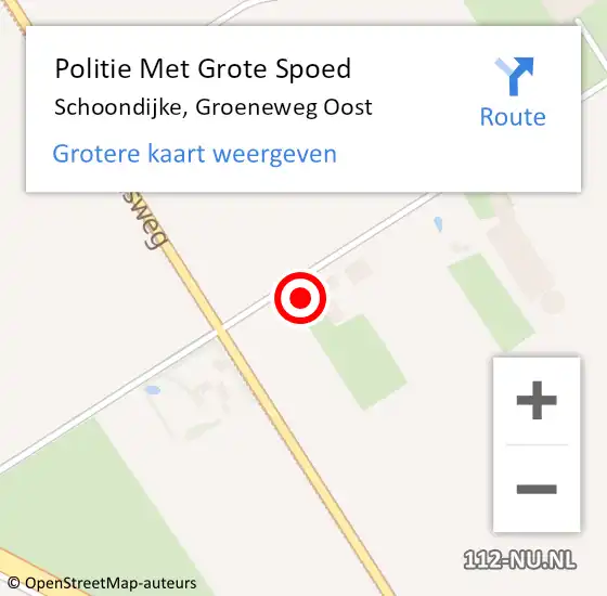 Locatie op kaart van de 112 melding: Politie Met Grote Spoed Naar Schoondijke, Groeneweg Oost op 25 september 2022 04:06