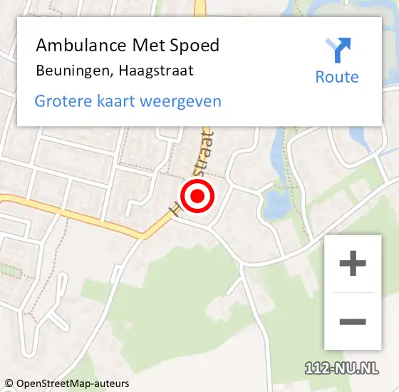 Locatie op kaart van de 112 melding: Ambulance Met Spoed Naar Beuningen, Haagstraat op 25 september 2022 04:47