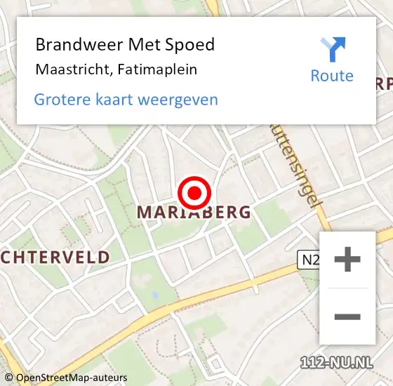 Locatie op kaart van de 112 melding: Brandweer Met Spoed Naar Maastricht, Fatimaplein op 25 september 2022 05:21