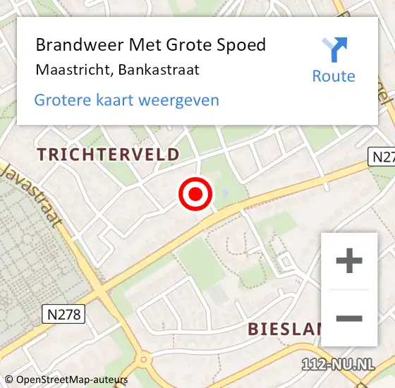 Locatie op kaart van de 112 melding: Brandweer Met Grote Spoed Naar Maastricht, Bankastraat op 25 september 2022 05:29