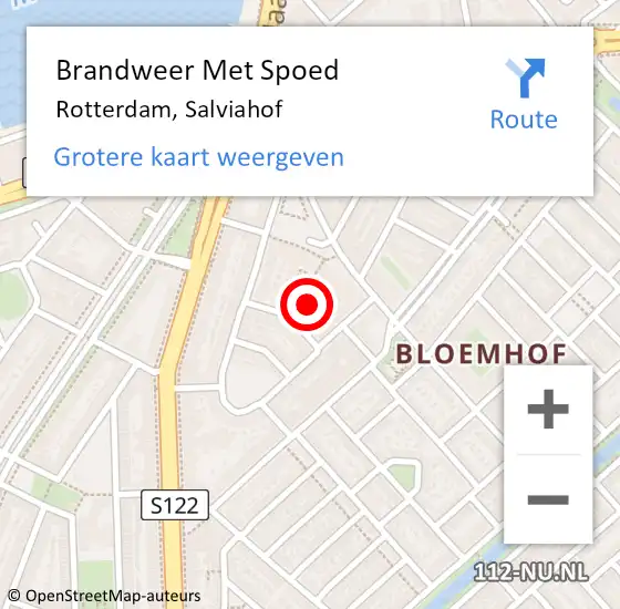 Locatie op kaart van de 112 melding: Brandweer Met Spoed Naar Rotterdam, Salviahof op 25 september 2022 05:31