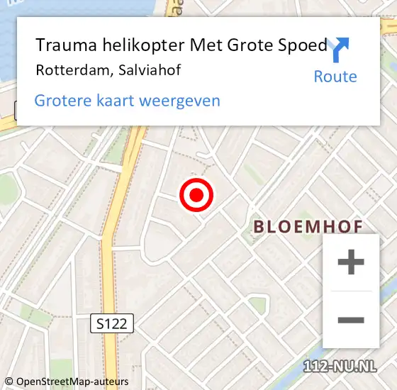 Locatie op kaart van de 112 melding: Trauma helikopter Met Grote Spoed Naar Rotterdam, Salviahof op 25 september 2022 05:38