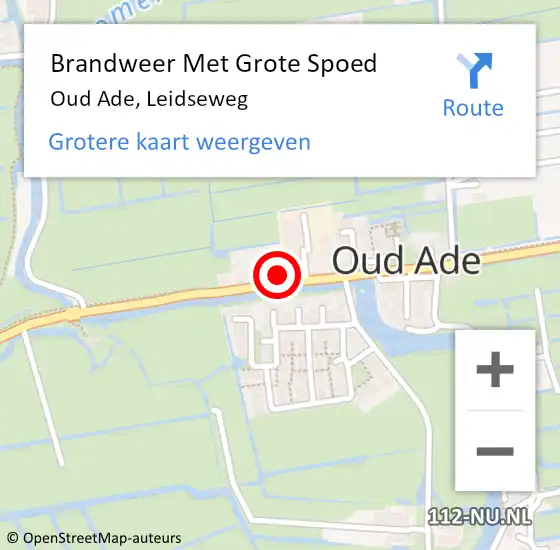Locatie op kaart van de 112 melding: Brandweer Met Grote Spoed Naar Oud Ade, Leidseweg op 25 september 2022 05:55