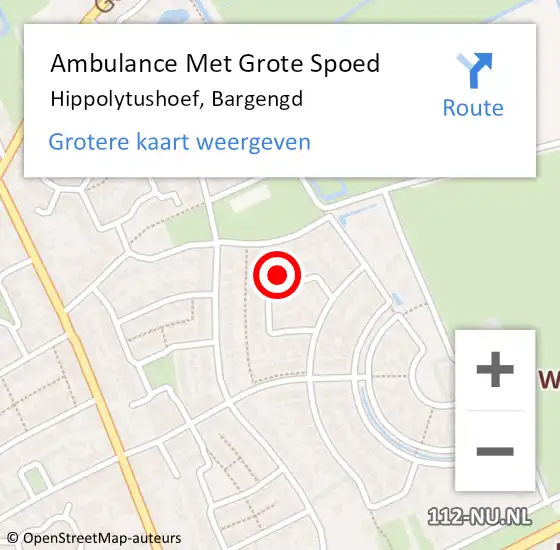 Locatie op kaart van de 112 melding: Ambulance Met Grote Spoed Naar Hippolytushoef, Bargengd op 25 september 2022 05:58