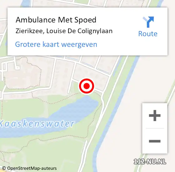 Locatie op kaart van de 112 melding: Ambulance Met Spoed Naar Zierikzee, Louise De Colignylaan op 30 juli 2014 12:07