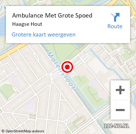 Locatie op kaart van de 112 melding: Ambulance Met Grote Spoed Naar Haagse Hout op 25 september 2022 06:32