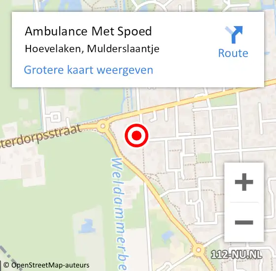 Locatie op kaart van de 112 melding: Ambulance Met Spoed Naar Hoevelaken, Mulderslaantje op 30 juli 2014 12:07