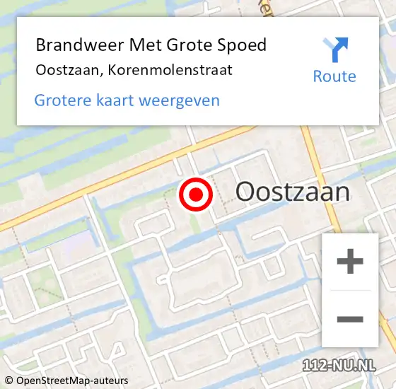 Locatie op kaart van de 112 melding: Brandweer Met Grote Spoed Naar Oostzaan, Korenmolenstraat op 25 september 2022 06:53