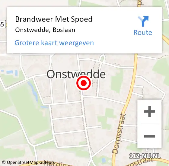 Locatie op kaart van de 112 melding: Brandweer Met Spoed Naar Onstwedde, Boslaan op 25 september 2022 08:20