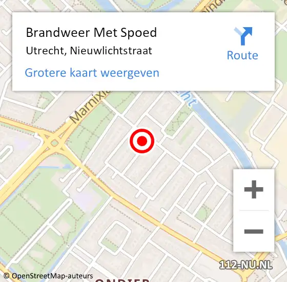 Locatie op kaart van de 112 melding: Brandweer Met Spoed Naar Utrecht, Nieuwlichtstraat op 25 september 2022 08:20